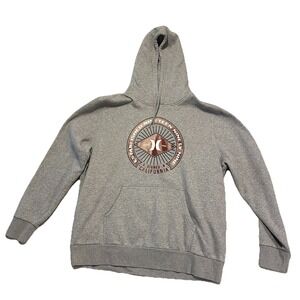 Hurley Sweatshirt Mens XXL Gray Hoodie Fleece Pullover Surf Y2K Swim Logo